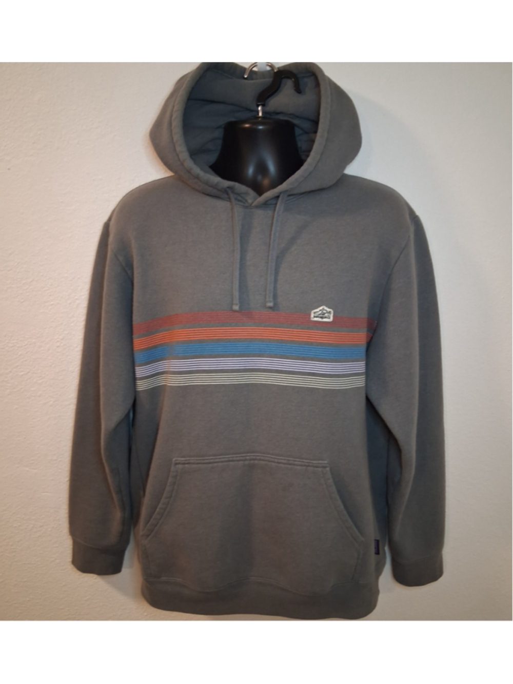 Patagonia Line Logo Ridge Stripe Uprisal HoodyMens Large Hoodie Gray Sweatshirt⁹